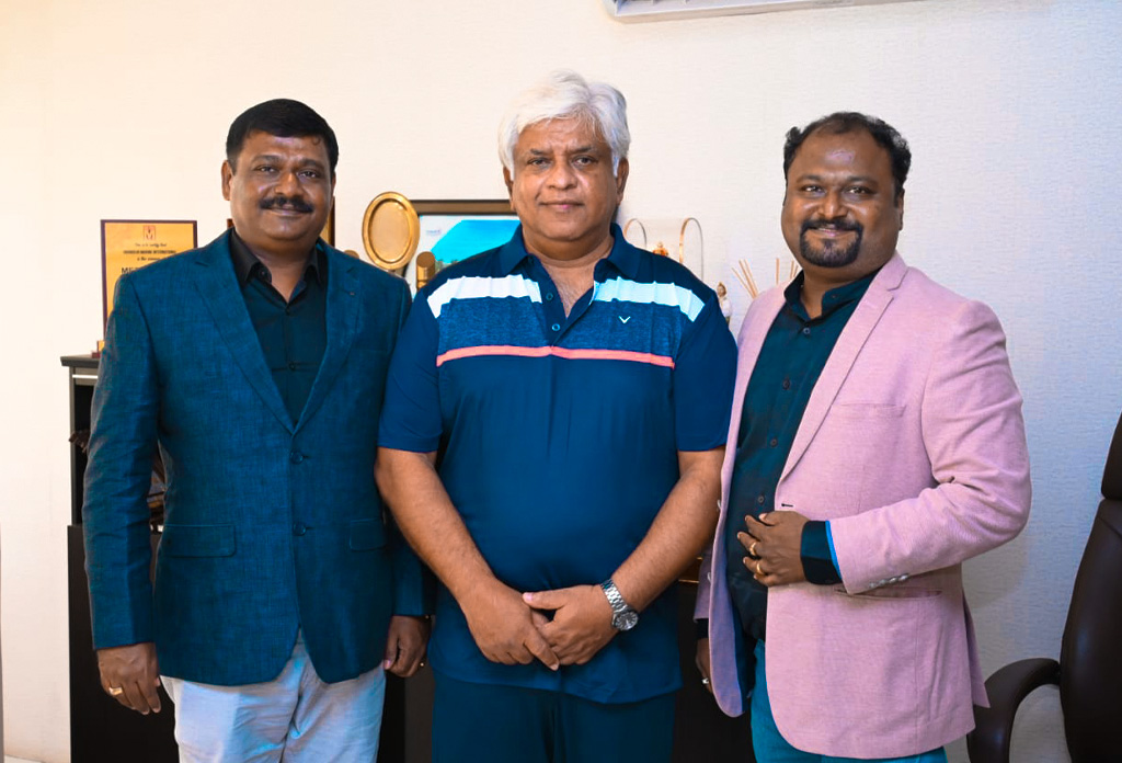 Arjuna ranatunga visiting grandeur marine international corparate office in nedumbasserry