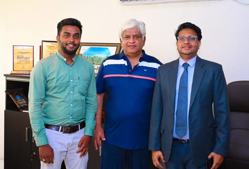 Arjuna ranatunga visiting grandeur marine international corparate office in nedumbasserry